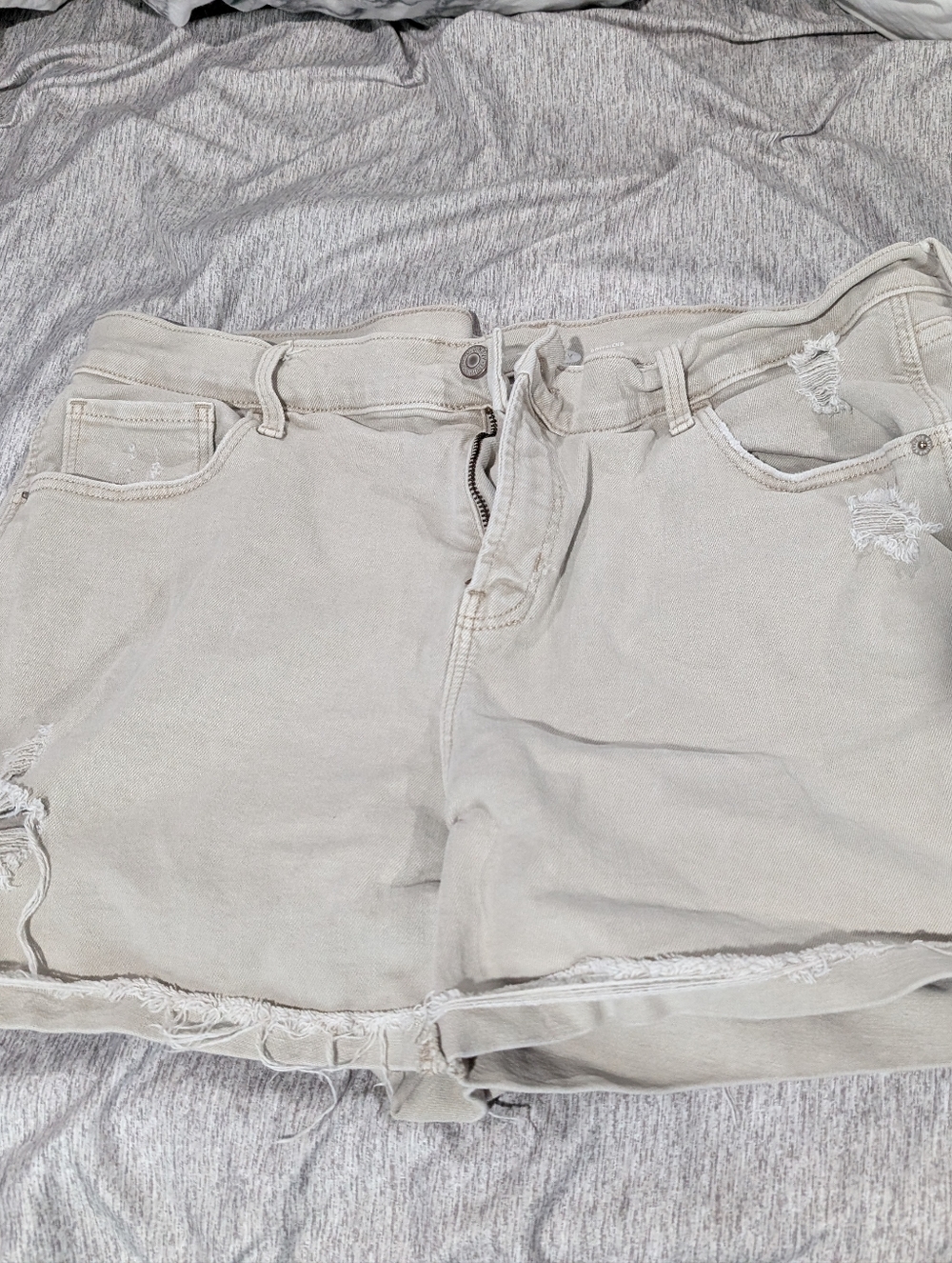 Old Navy Light Taupe Distressed Denim Shorts